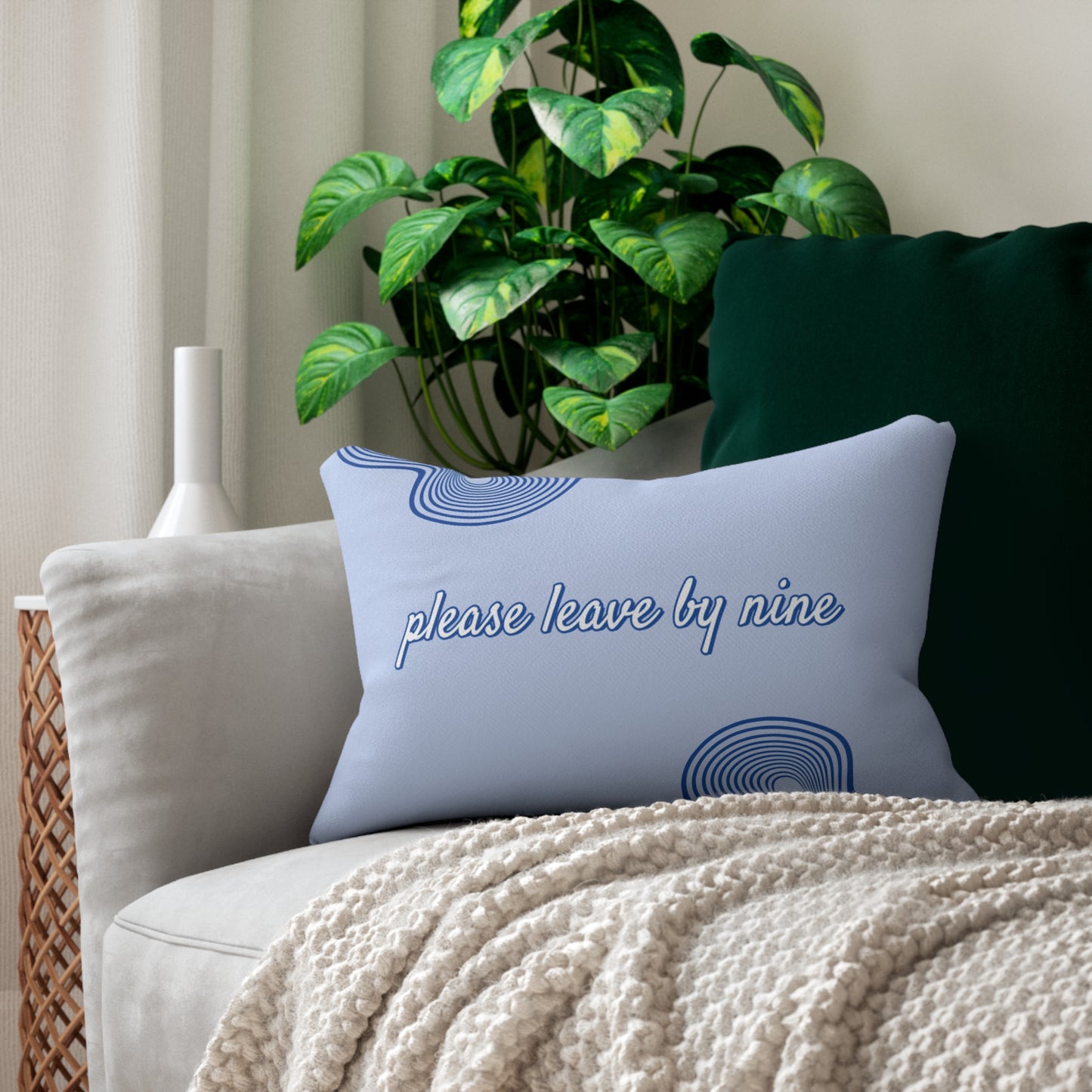 "Please Leave By Nine" Decorative Throw Pillow