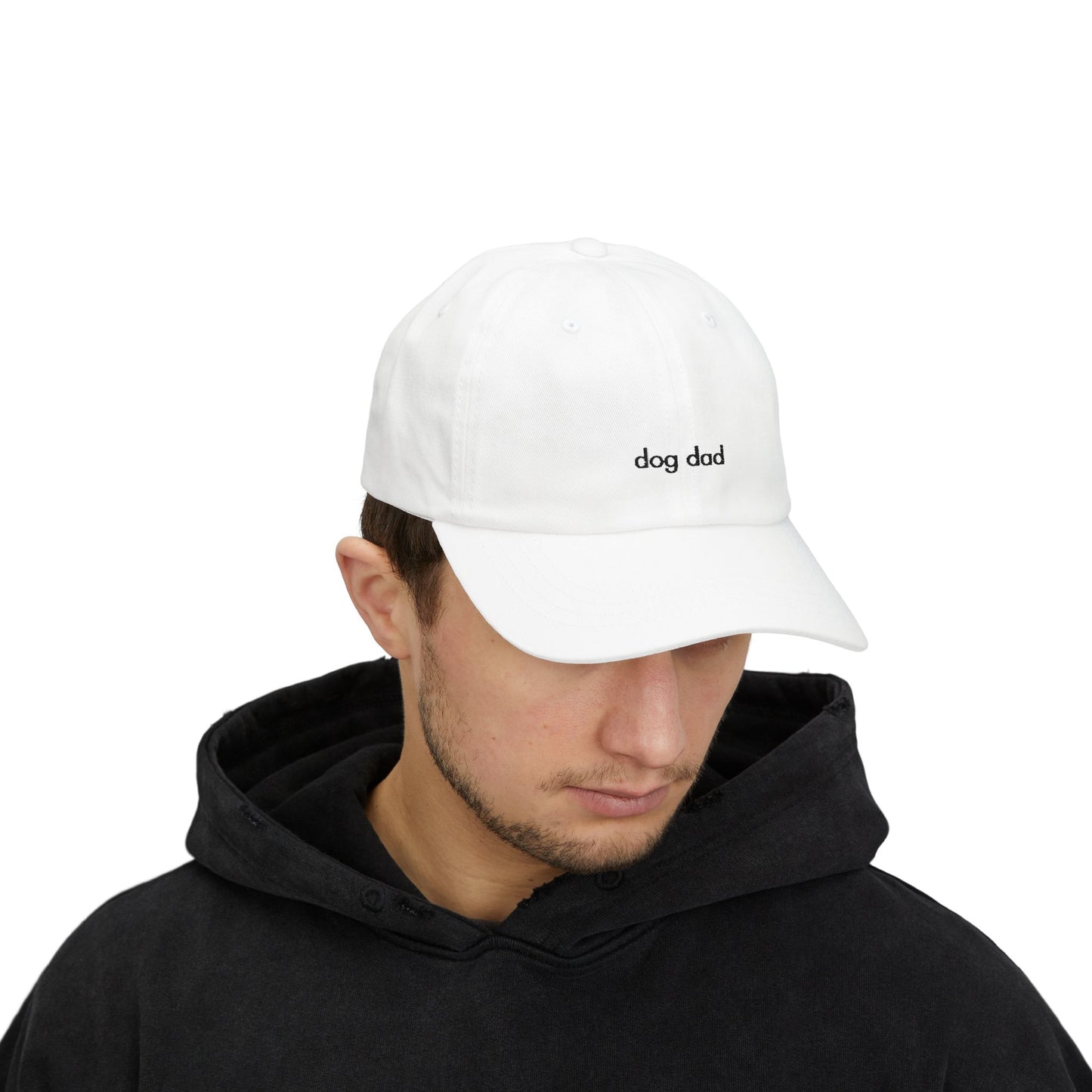 "Dog Dad" Baseball Hat - White/Tan
