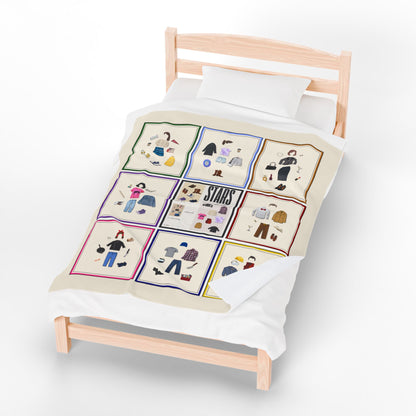 "Paper Dolls of Stars Hollow" Plush Velveteen Blanket