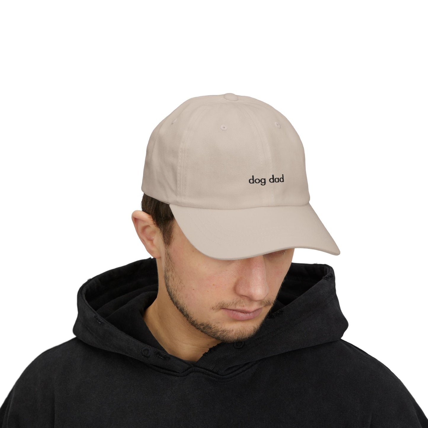 "Dog Dad" Baseball Hat - White/Tan