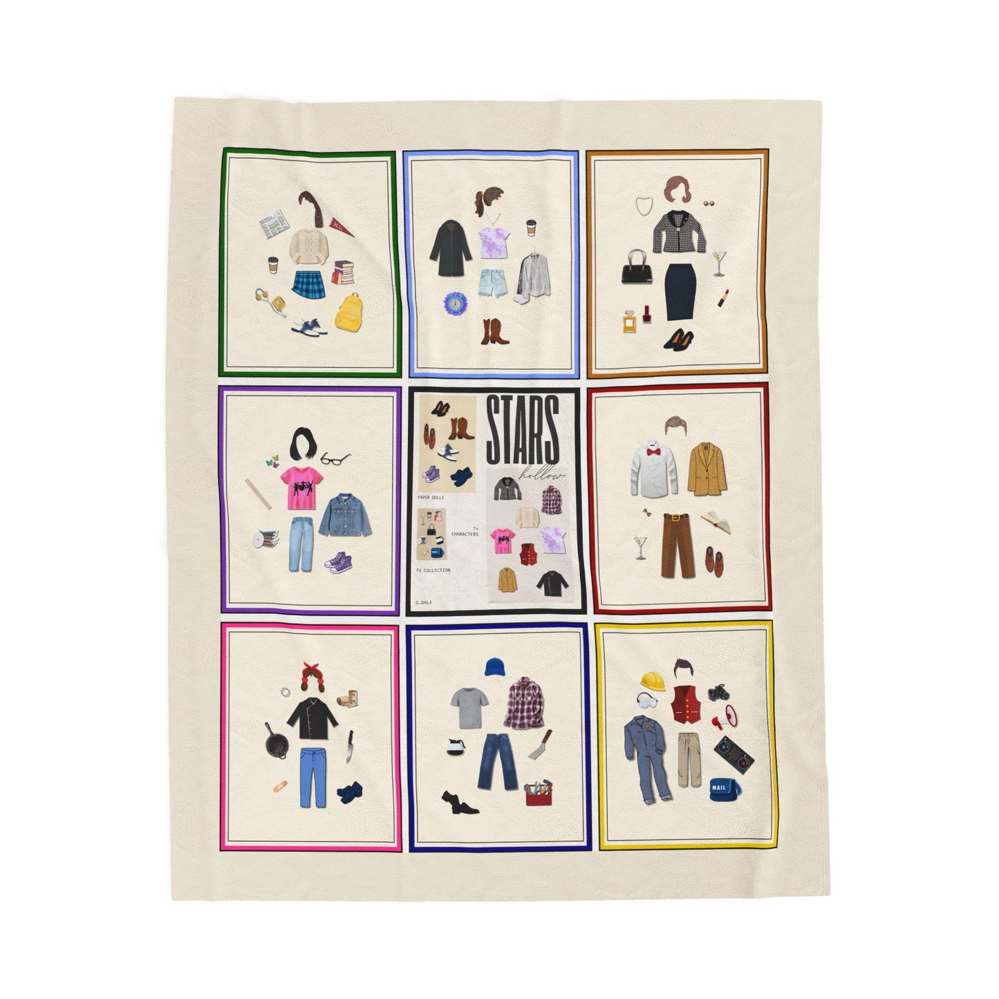 "Paper Dolls of Stars Hollow" Plush Velveteen Blanket